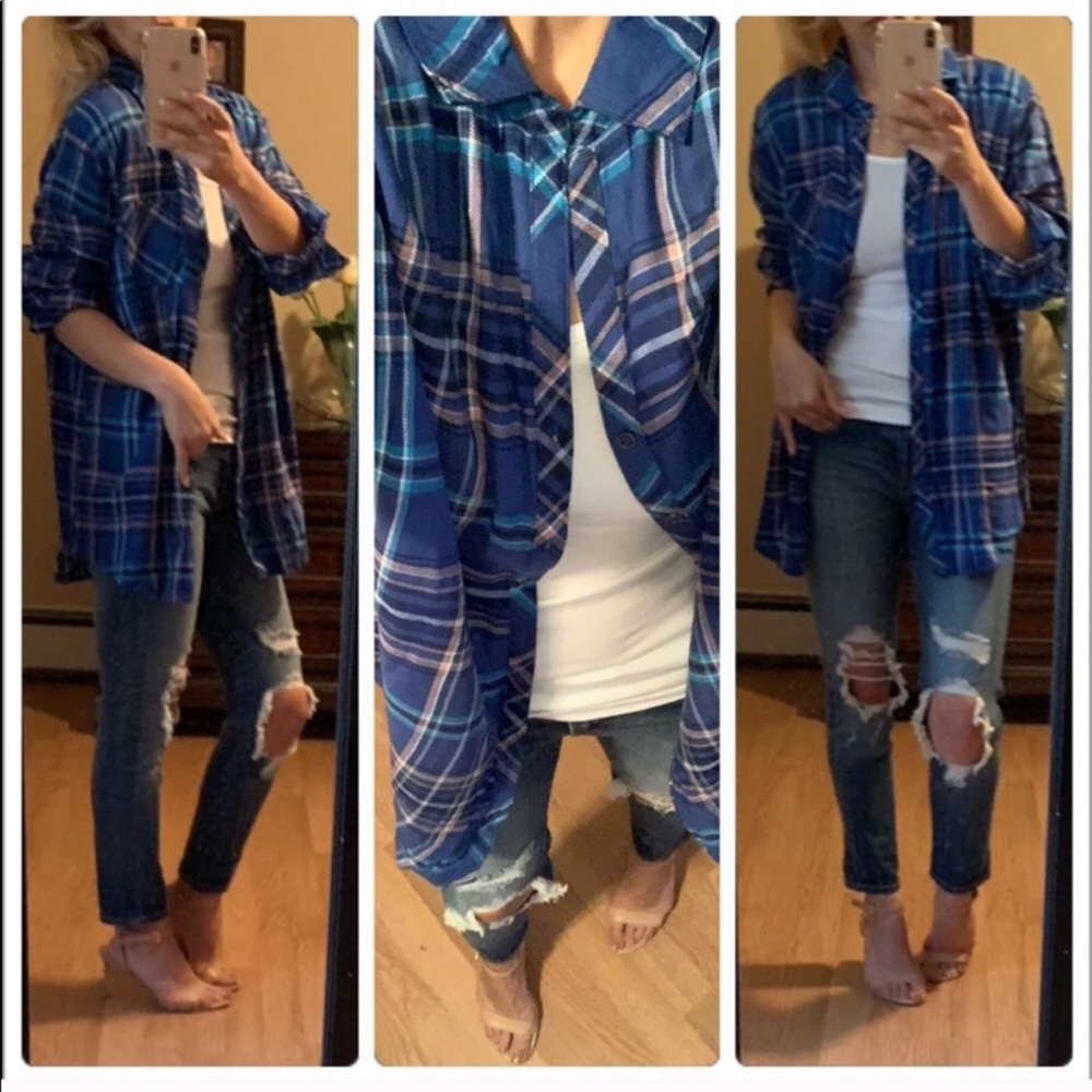 Faded Blue/Black Gorgeous LS Plaid Shirt